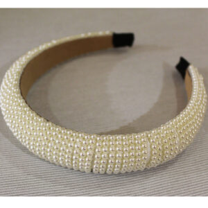 Schmaler Perlenhaarreifen in ivory