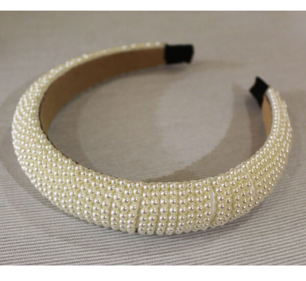 Schmaler Perlenhaarreifen in ivory